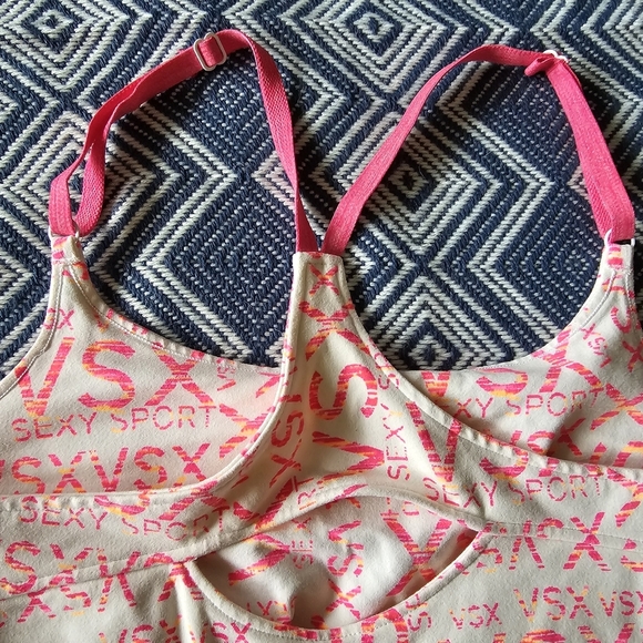 VSX Logo Print White Pink Racerback Tank - Picture 5 of 10